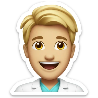 happy dentist client after he fixed his teeth sticker