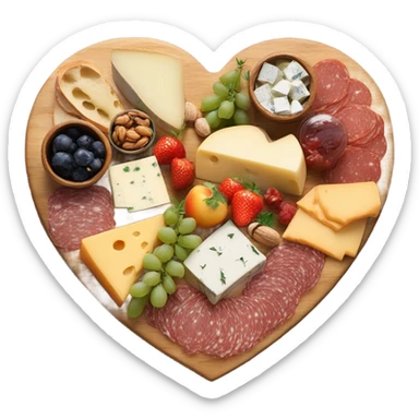 cute heart shaped charcuterie board draw sticker