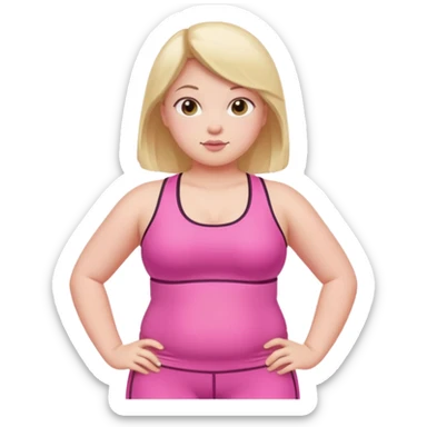 a pretty bratz fair girl in pink workout clothes (fat) sticker