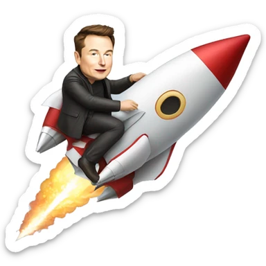 Elon musk riding a rocket sticker