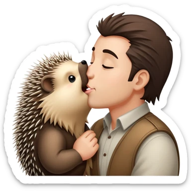 man kissing porcupine sticker