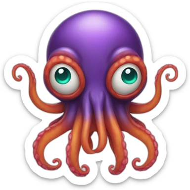 a multi-colored kraken who is afraid sticker