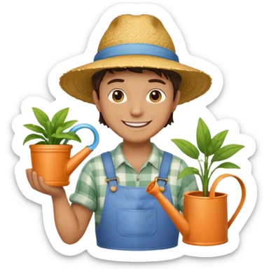 gardener holding watering pot sticker