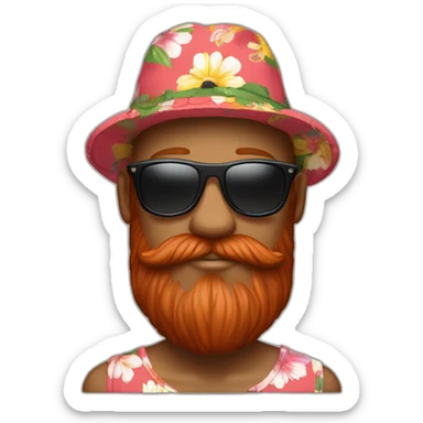 bright-red-beard-wearing-a-floral-shirt-and-wearing-black-sunglasses-and-a-bucket-hat sticker