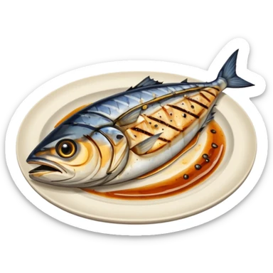 grilled mackerel with grill marks sticker
