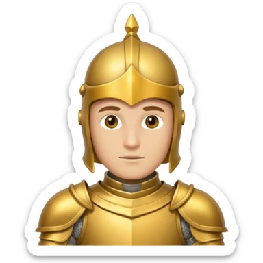 a knight in gold armor sticker