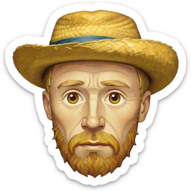 Cinematic Realistic Vincent van Gogh Portrait Emoji, depicted as the iconic artist with expressive brushstrokes and soulful eyes, rendered with rich textured detail and dynamic emotive lighting that captures his creative genius. sticker