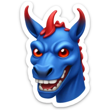 blue devil horse with blowing red eyes  sticker