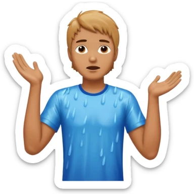 A man getting wet in the rain sticker