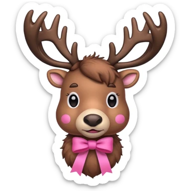 Create a rendeer, looking alike Rudolph with a Pink ribbon  sticker