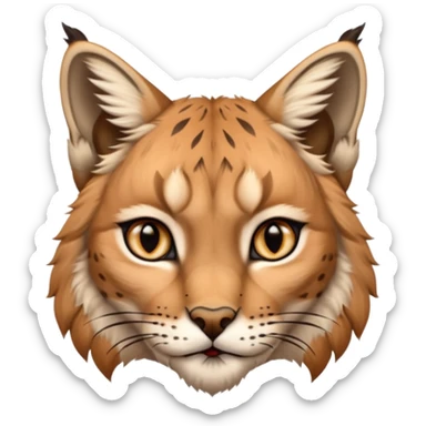 A high-resolution photo-realistic digital illustration of a majestic lynx, chest upward A high-resolution, photo-realistic digital illustration of a majestic young Eurasian lynx, shown from the shoulder upwards with lynx markings sticker