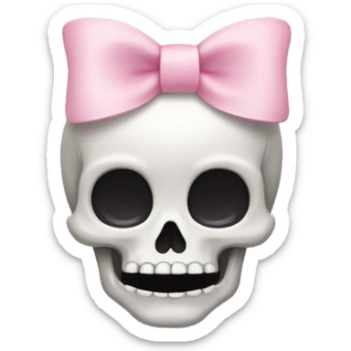 cute skull with light pink bow on top of head sticker