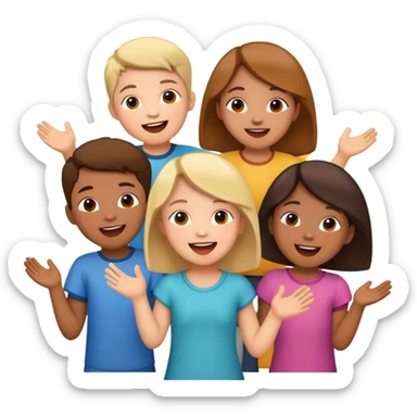 group of children singing together, joyful and friendly sticker