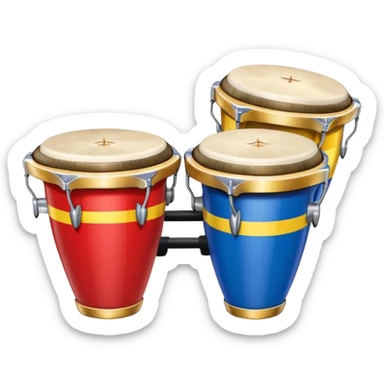 Colombian salsa music instruments - congas, trumpet, and timbales with Colombian flag colors sticker