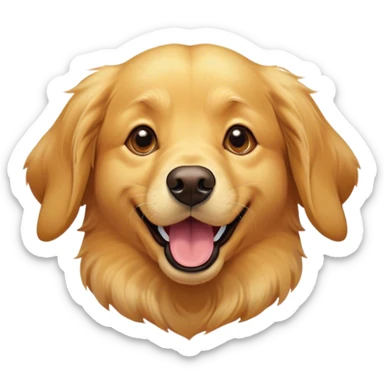Cinematic Comical Golden Retriever Portrait Emoji, Head tilted dramatically with an exaggeratedly amused expression, featuring a vibrant golden coat with a lively sheen, wide, expressive brown eyes filled with playful disbelief, Simplified yet hilariously expressive features, highly detailed, glowing with a slightly sassy glow, high shine, dramatic yet playful, stylized with an air of cheeky mischief, bright and endearing, soft glowing outline, capturing the essence of a spirited and over-the-top companion, so meme-worthy it feels like it could side-eye its way into internet fame instantly! sticker