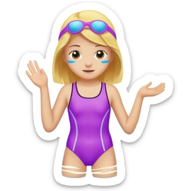 a 12 year old girl in a swim suit, with mountain background sticker
