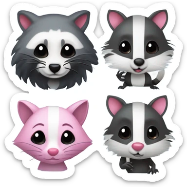 Raccoon and opossum and skunk  sticker