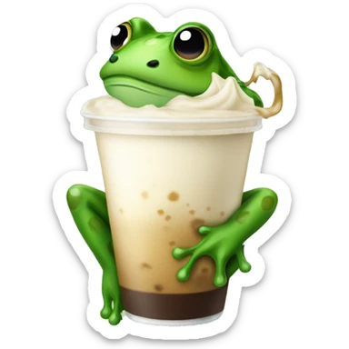 Frog drinking iced latte sticker