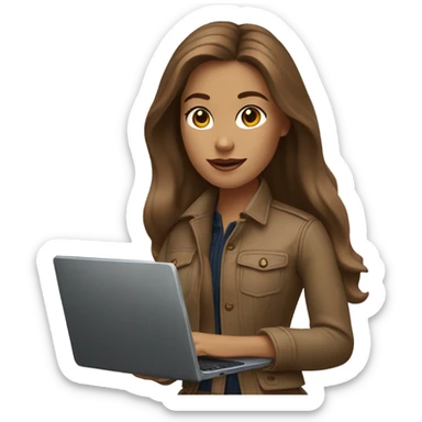 Brown hair Ralph Lauren woman working with lap top sticker