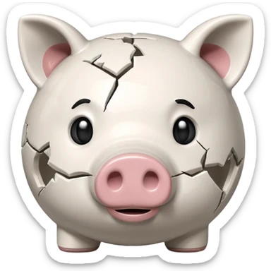 broken and empty piggy bank sticker