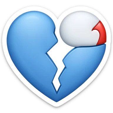 corazon mitad celeste y otra mitad blanco sticker