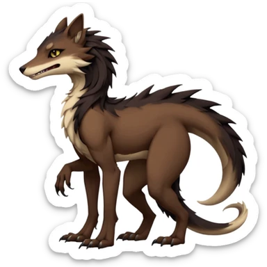 Brown and beige badass elegant wild beautiful natural cute badass epic anthro modern sergal-vernid-creature, full body, dark-brown-black-gradient pretty hair, outside, modern, aesthetic, art by LiLaiRa, art by art by Falvie sticker