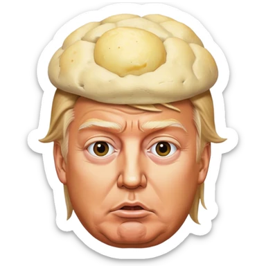 Donald trump with mash potatoes on his head sticker