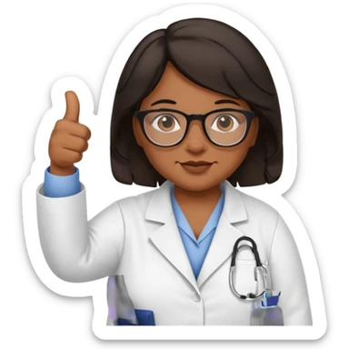make a fat brown female biology teacher with glasses giving a thumbs up with short black hair wavy sticker