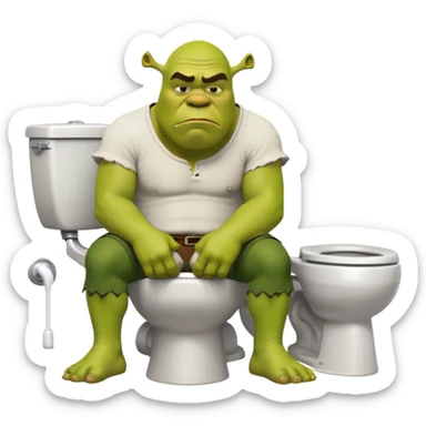 Shrek sitting on top of a toilet sticker
