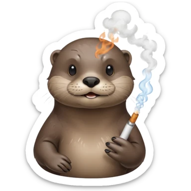 a otter smoking weed surrounded by fumes sticker