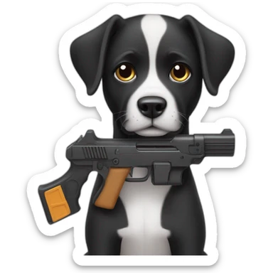 I’m not happy dog having a plastic gun black ￼ sticker