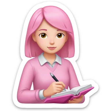 Sat Writing in pink journal  sticker