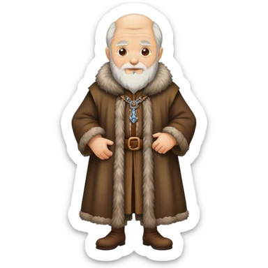 Old man wear Medieval fur coat sticker