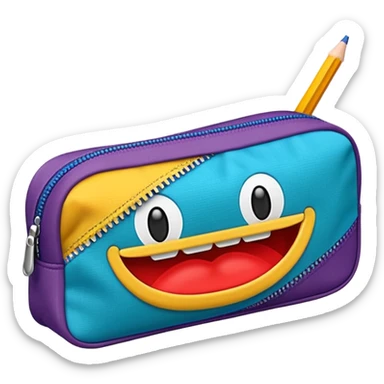 Pencil pouch with zipper mouth sticker