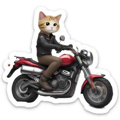 Cat riding a motorcycle on top of a volcano ￼ sticker