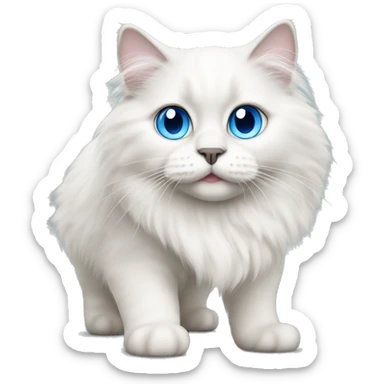 White Ragdoll cat whit blue eyes walking  sticker