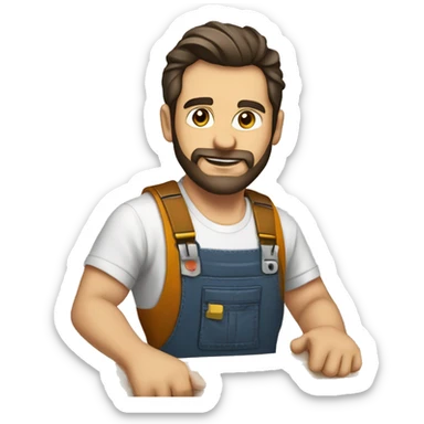 Woodworker with miter saw caucasian dark hair sticker