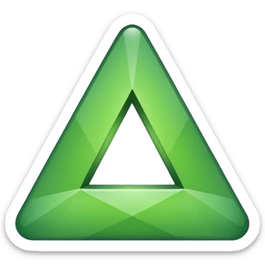 A green upside down triangle sticker