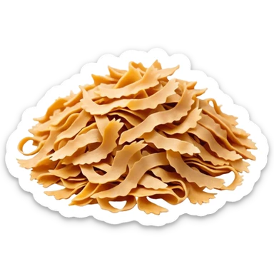 Katsuobushi bonito flakes, dried fermented fish shavings, thin curly strips, golden brown color, dancing flakes, Japanese style, food ingredient icon sticker
