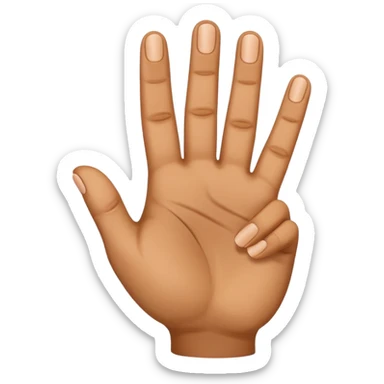 Really can't you follow instructions, I said Hand with 3 straight fingers and one bent towards the palm (the 3rd finger) should be 4 fingers and a thumb with the 3rd finger obviously cured intowards the palm sticker