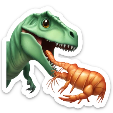 Dinosaur kissing a prawn sticker