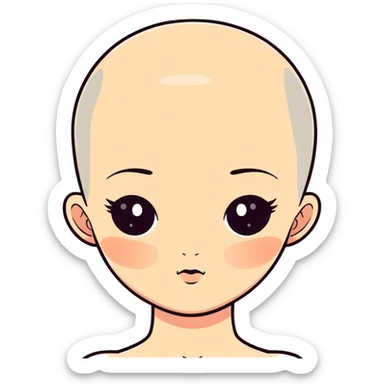 Girl with shaved head and birthmark who is very fat and has big nostrils and a lazy eye sticker