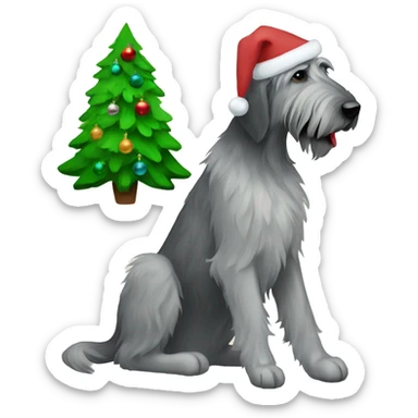  Irish wolfhound and christmas tree sticker