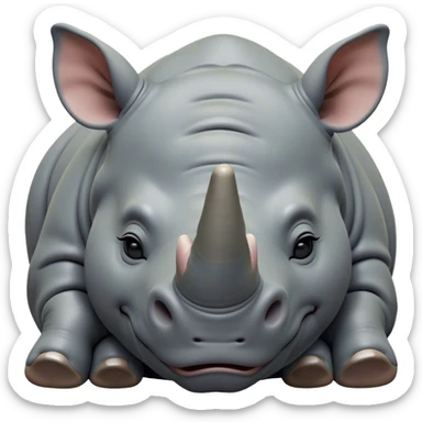 Meme-Worthy Cute Sleeping Rhinoceros Portrait Emoji, Head resting peacefully with a contented smile, showcasing a massive, robust build and a luxuriously soft slate-gray hide, eyes shut in a serene, restful nap, Simplified yet hilariously adorable features, highly detailed, glowing with a soft, drowsy light, high shine, relaxed and utterly lovable, stylized with an air of playful laziness, bright and heartwarming, soft glowing outline, capturing the essence of a comically sleepy rhinoceros, so meme-worthy it feels like it could instantly become the next viral sensation of adorable slumber! sticker