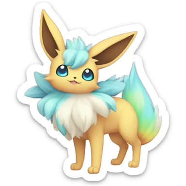 Colorful Pastel Kawaii Eeveelution-Cute-Pokémon-fusion full body sticker