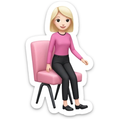A walking human like pink chair with a legs and black trousers  sticker