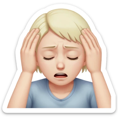 Face clutching head in agony and pain sticker