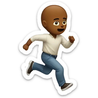 Man running away from baby sticker