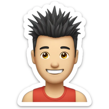 chinese man 40yo with spiky hair smile sticker