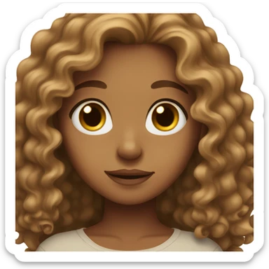 Light brown girl with light brown eyes and long curly hair sticker